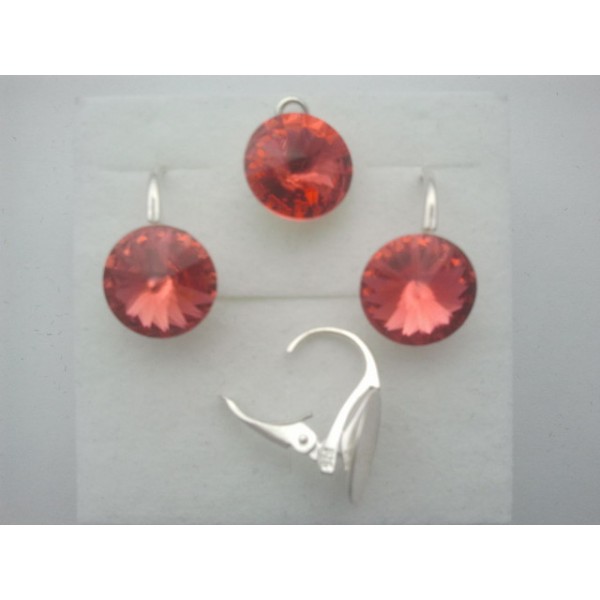 Set din Argint cu elemente Swarovski Rivoli12/12mm Padparadsha